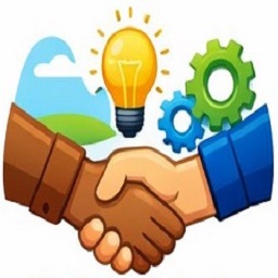 Aperto de mãos, ideia e engrenagem