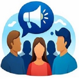 Pessoas comunicando com megafone